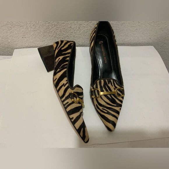 Samantha Sung  shoes low heels  calf hair animal print size 36.5 - Picture 1 of 6